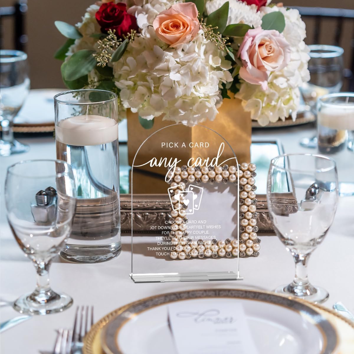 Acrylic Wedding Sign Pick A Card Sign for Wedding Wedding Signs for Ceremony Modern Calligraphy Arch Acrylic Table Top Sign for Wedding Reception and Event Party Table