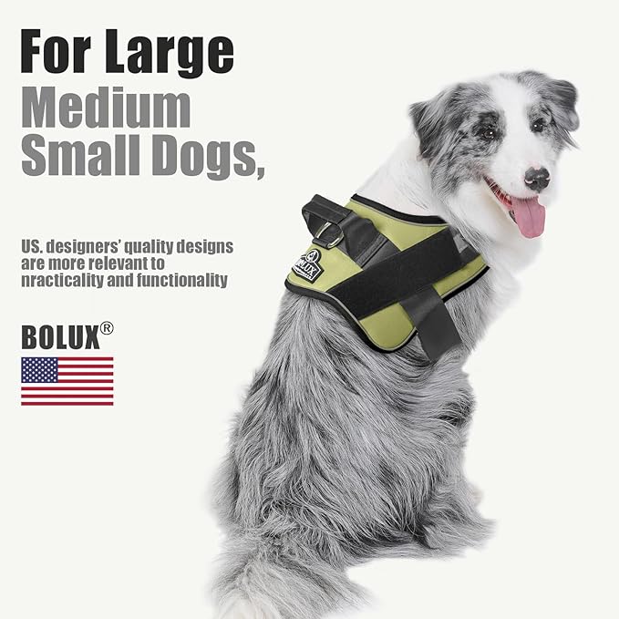 Bolux Dog Harness, No-Pull Reflective Dog Vest, Breathable Adjustable Pet Harness with Handle for Outdoor Walking - No More Pulling, Tugging or Choking-PawvioPets