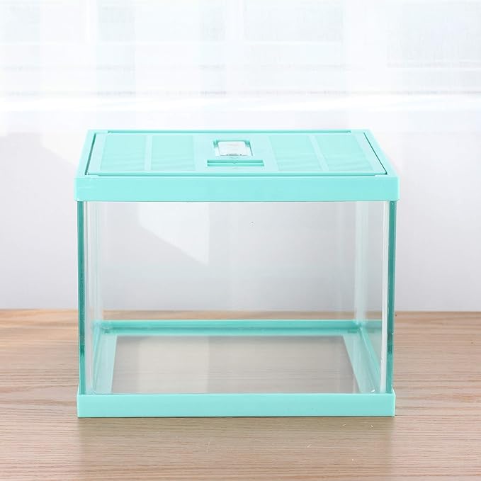 crapelles Reptile Terrarium Tank, Snail Jumping Spider Enclosure, Tarantula Insect Pet Box, Vivarium Tank for Hermit Crab Cricket Gecko Frog, Small Tortoise Habitat Cage (7.8x7.8x5.9 Inches) Green-PawvioPets