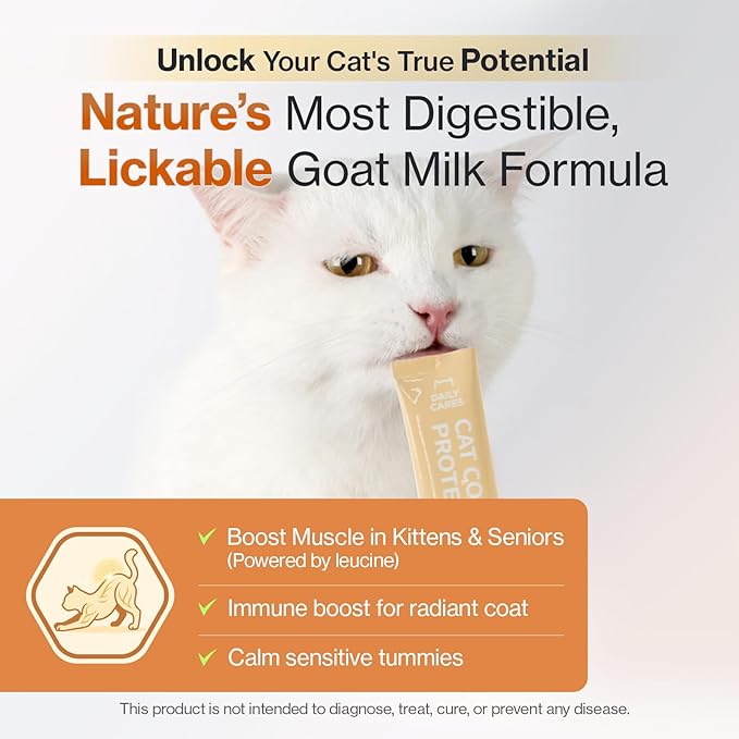 Dr.by Cat Colostrum Protein Cat Supplement Immune Support Muscle Growth, Gentle on Digestion for Kittens, Adult&Senior Cats with Goat Milk, Whey Protein Isolate, Colostrum Lickable Formula-PawvioPets