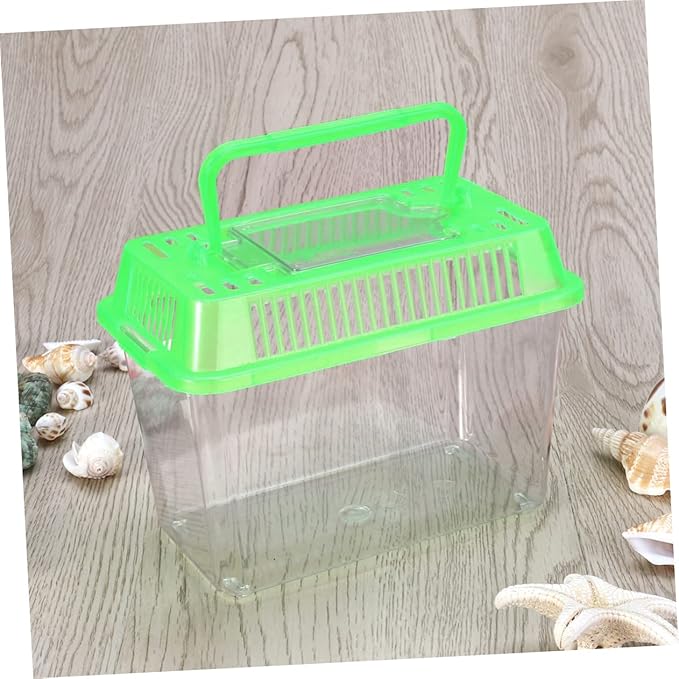 Betta Fish Tank LED Fish Tank Plastic Aquarium Gallon Fish Bowl Small Betta Tank Fish Box with Portable Goldfish Bowl Frog Suite Travel Green Portable Fish Tank Travel-PawvioPets
