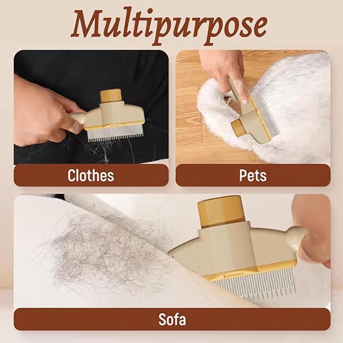 2 Pcs Brush for Cats, brush Cat Comb, Avatore brushs-Removes Fur & Relieves Pain, Upgrade Dog and Cat Hair Removal with Release Button, Multi-function Grooming Brushs for Short&Long Cats-PawvioPets