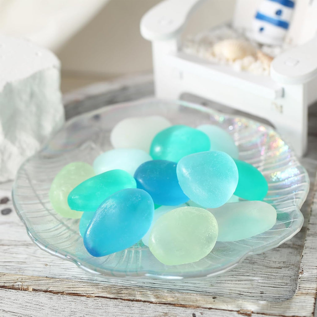 200g Sea Glass Soap Decor Seashell Decorative Soaps for Bathroom Home Decor Beach Wedding Nautical Wedding Party Favors Beach Bridal Shower Favors(Sea Glass)