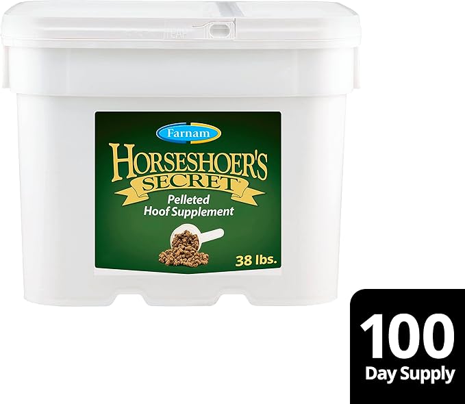 Farnam Horseshoer's Secret Pelleted Hoof Supplements, Promotes healthy hoof growth, maintains hoof walls & supports cracked hooves, 38 lbs., 100 day supply-PawvioPets