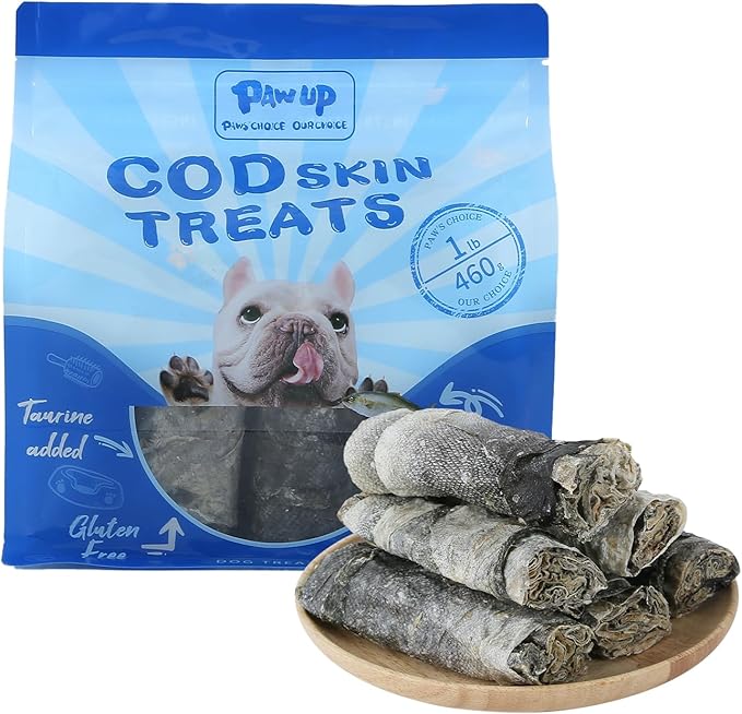 Cod Skin Dog Treats - Natural Fish Roll Snacks w/Taurine, Single Ingredient Chews, Rich in Omega 3, 16.2 oz-PawvioPets