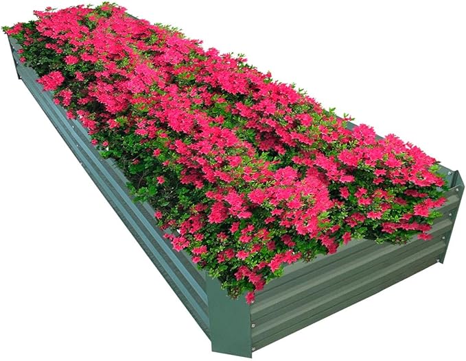 8x2x1ft Metal Raised Garden Bed Kit，Galvanized Garden Bed Box for Vegetables, Flowers, Herbs, and Succulents,120 Gallon Capacity - Green-PawvioPets
