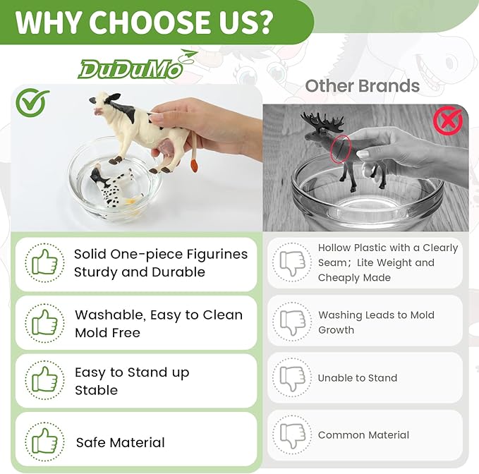 Farm Animal Toys, Realistic Farm Animal Figurines and Fence Playset, Includes Cow Pig Donkey Goat, Birthday Christmas Animal Gift Set for Kids Toddlers (Farm World)-PawvioPets