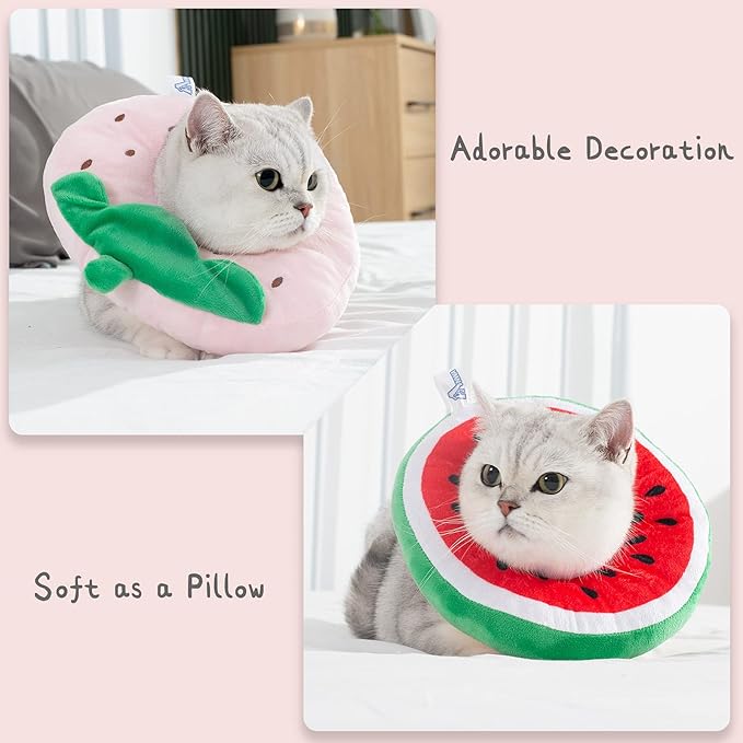 ANWA Adjustable Cat Cone Collar Soft, Cute Cat Donut Collar After Surgery, Kitten Recovery Cones to Stop Licking-PawvioPets