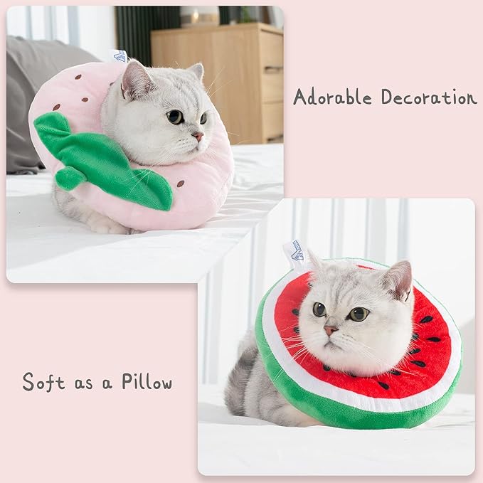 ANWA Adjustable Cat Cone Collar Soft, Cute Cat Donut Collar After Surgery, Kitten Recovery Cones to Stop Licking-PawvioPets
