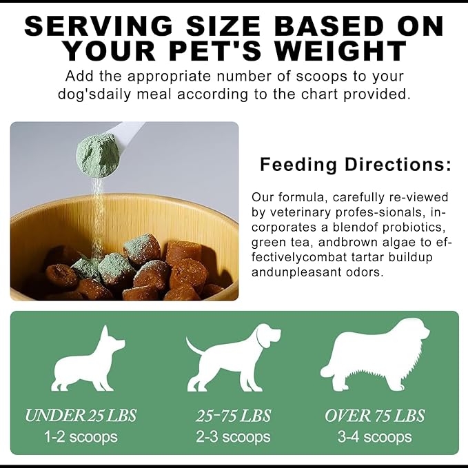 Dog Dental Powder, 6 oz, Dog Teeth Cleaning Powder & Cat Breath Freshener, Plaque Off Pet Tooth Cleaning - Combating Dental Plaque, Tartar Cleaning and Removal, Fighting Bad Breath, Oral Care-PawvioPets