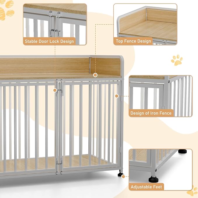42inch Dog Crate Furniture, Medium Dog Kennel Indoor, Decorative Pet House End Table, Wooden Cage Kennel Indoor, Heavy Duty Dogs Crate Furniture for Large and Medium-PawvioPets