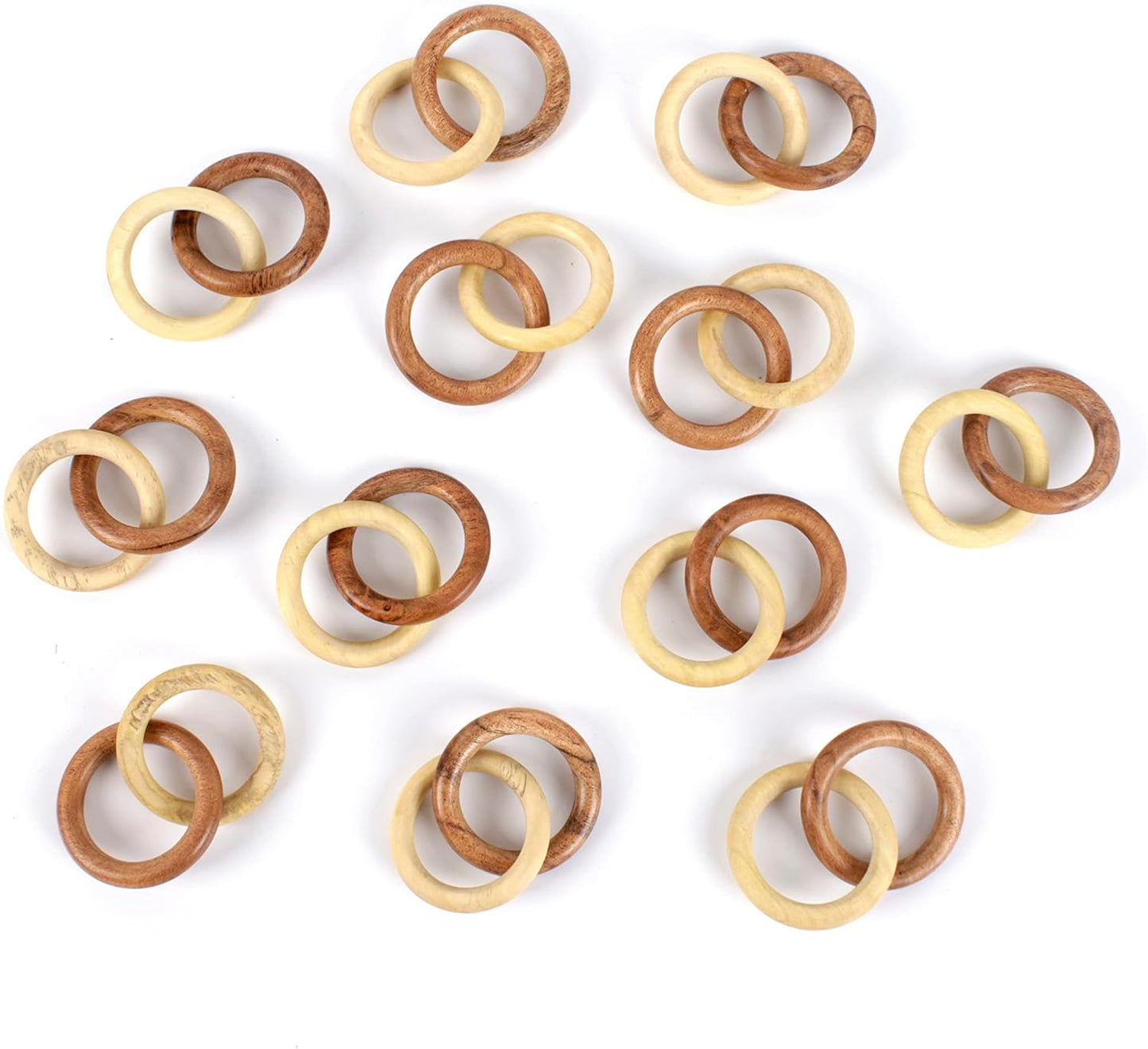 Farmhouse Napkin Ring Set of 12 - Wooden Napkin Holders for Dining Table, Everyday Use, Thanksgiving, Holiday, Christmas, Festive, Party, Gift, Décor (Shades of Brown) - CLEENTABLE