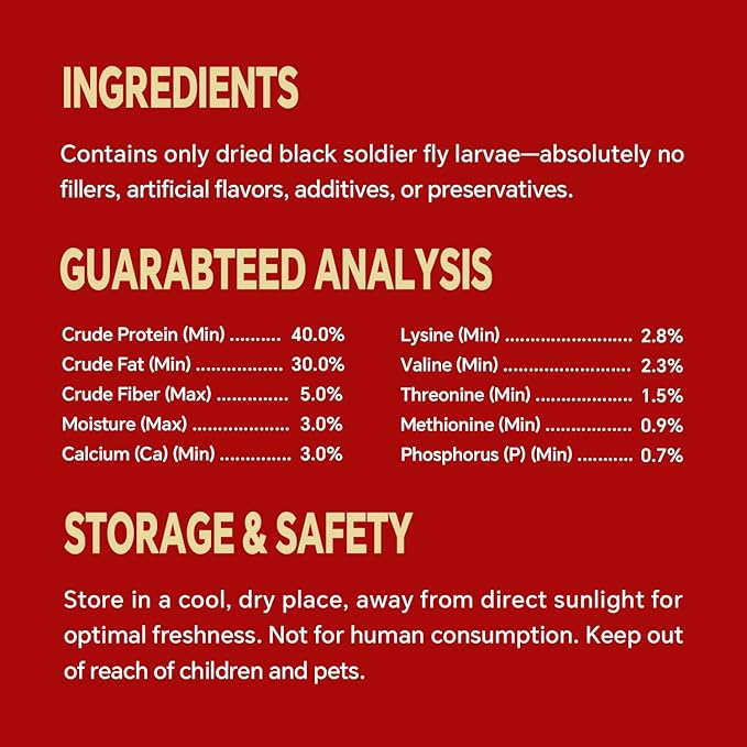 Dried Black Soldier Fly Larvae, Non-GMO, Natural Chicken Treats & High-Protein Poultry Snacks for Backyard Chickens, Laying Hens & Ducks, 10 lb Box-PawvioPets