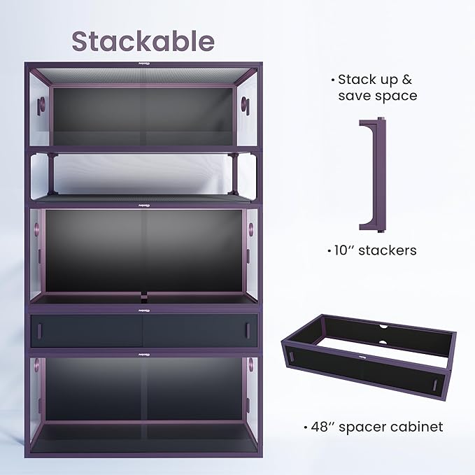 85 Gallon Reptile Tank, Front Opening Snake Tank for Easy Maintenance, Reptile Enclosure with Top Screen Ventilation 48''x24''x18''-PawvioPets