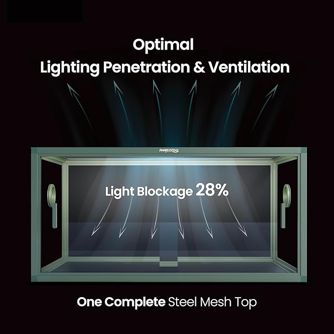 50 Gallon Bearded Dragon Tank, Reptile Enclosure for Easy Maintenance, Front Opening Reptile Tank with Top Screen Ventilation & Glass Sliding Door 36''x18''x18''-PawvioPets