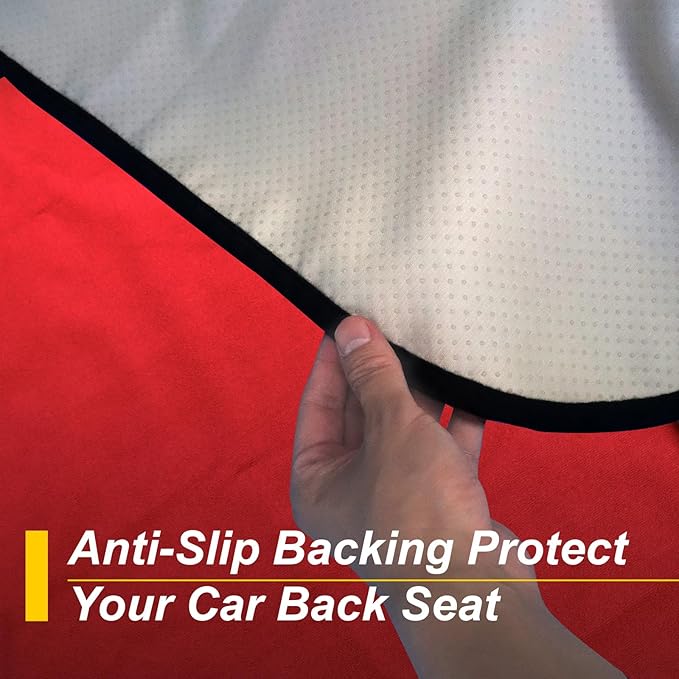 Back Seat Cover for Car Trucks Van SUV,Waterproof Rear Bench Towel Seat Covers for Dogs and Kids,Automotive Backseat Protector (Red)-PawvioPets