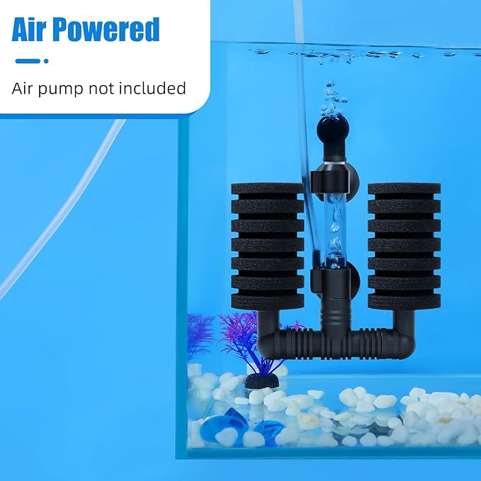 AQUANEAT 1 Pack Double Bio Sponge Filter, for Fry, Betta, Shrimp, Nano, Aquarium Fish Tank (Small up to 20Gal)-PawvioPets