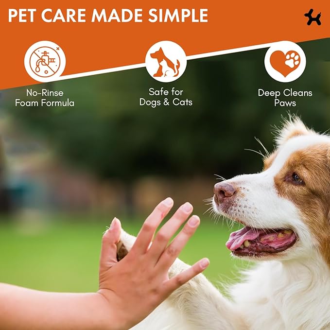 Dog Paw Cleaner | Gentle & PH-Balanced | Dog Paw Wash for All Breeds | Nourishing Formula with Aloe Vera | Portable & Easy-to-Use | Paw Cleaning Foam with Silicone Brush - 5.1 Fl Oz-PawvioPets