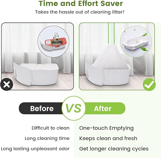 67 Count Cat Litter Bags for Pet Pura MAX Self-Cleaning Litter Box, Drawstring Kitty Liners for Automatic Waste Drawer Bin, Disposable Replacement Poop Trash Bag, Durable Leak-proof - 21 * 15.7 "-PawvioPets