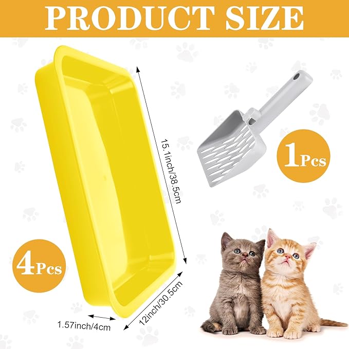 4 Pcs Open Small Kitten Litter Box, 15x12x1.4 Inch Low Entry Mini Open Cat Litter Box Rabbit Litter Pan Portable Shallow Litter Box Waterproof Travel Toilet for Bunny Guinea Pig Small Pet-PawvioPets