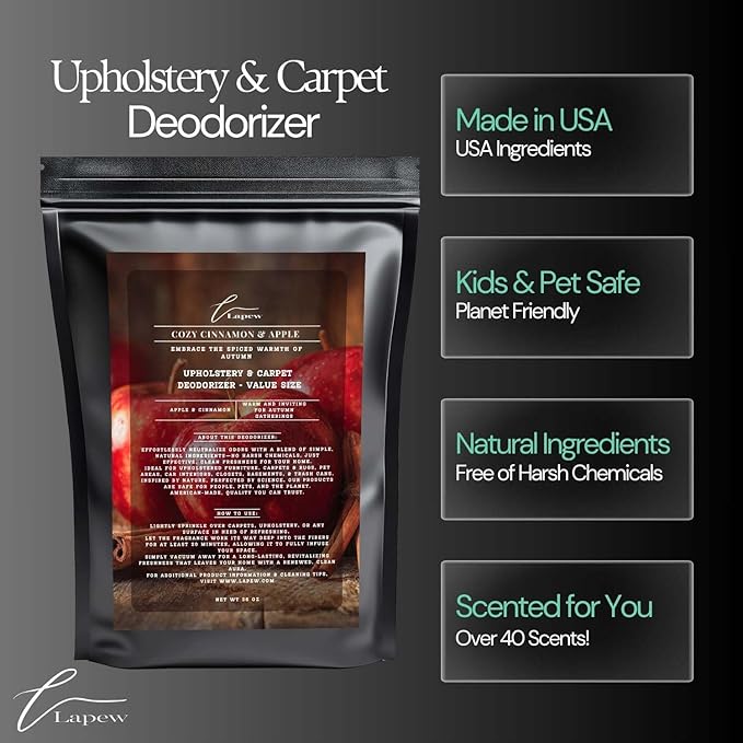 Cozy Cinnamon & Apple Carpet Freshener Powder Refill 36 oz | Powerful Odor Eliminator for Home | Upholstery Deodorizer | Carpet Deodorizer | Pet Urine | Cat Litter Box-PawvioPets