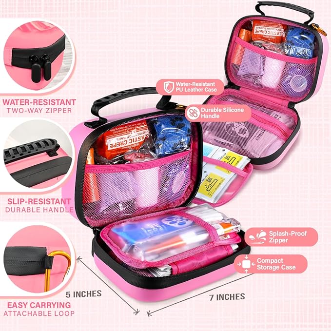 EVERLIT Pet Medic First Aid Kit | 95 Pcs Vet-Approved Medical, Outdoor & Emergency Supplies for Dogs, Cats, Animal Care | Travel-Friendly Compact Bag for Home, Car and Travel (Valentine Lace)-PawvioPets