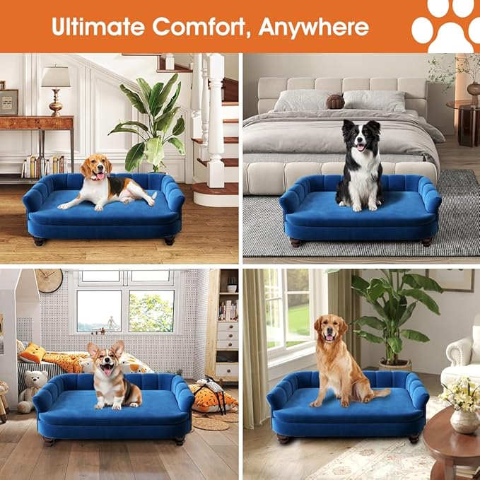 Dog Couch Sofa Bed, Comfortable Pet Sofa for Large and Medium Dogs, Soft Velvet Cushion, Durable Pet Furniture for Living Room, Washable Dog Bed for Couch 40.16''(NY)-PawvioPets