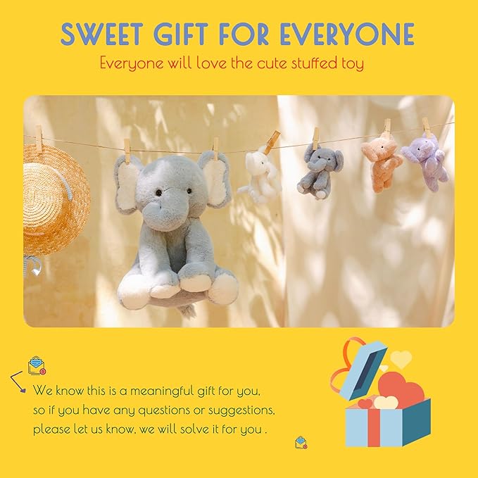 5 Pieces Elephant Stuffed Animals for Girls, 1 Mommy Elephant with 4 Babies Soft Plush Set Toys Gifts for Kids Children 3 4 5 6 7 8 9 Years, Christmas, Birthday, Children's Day-PawvioPets