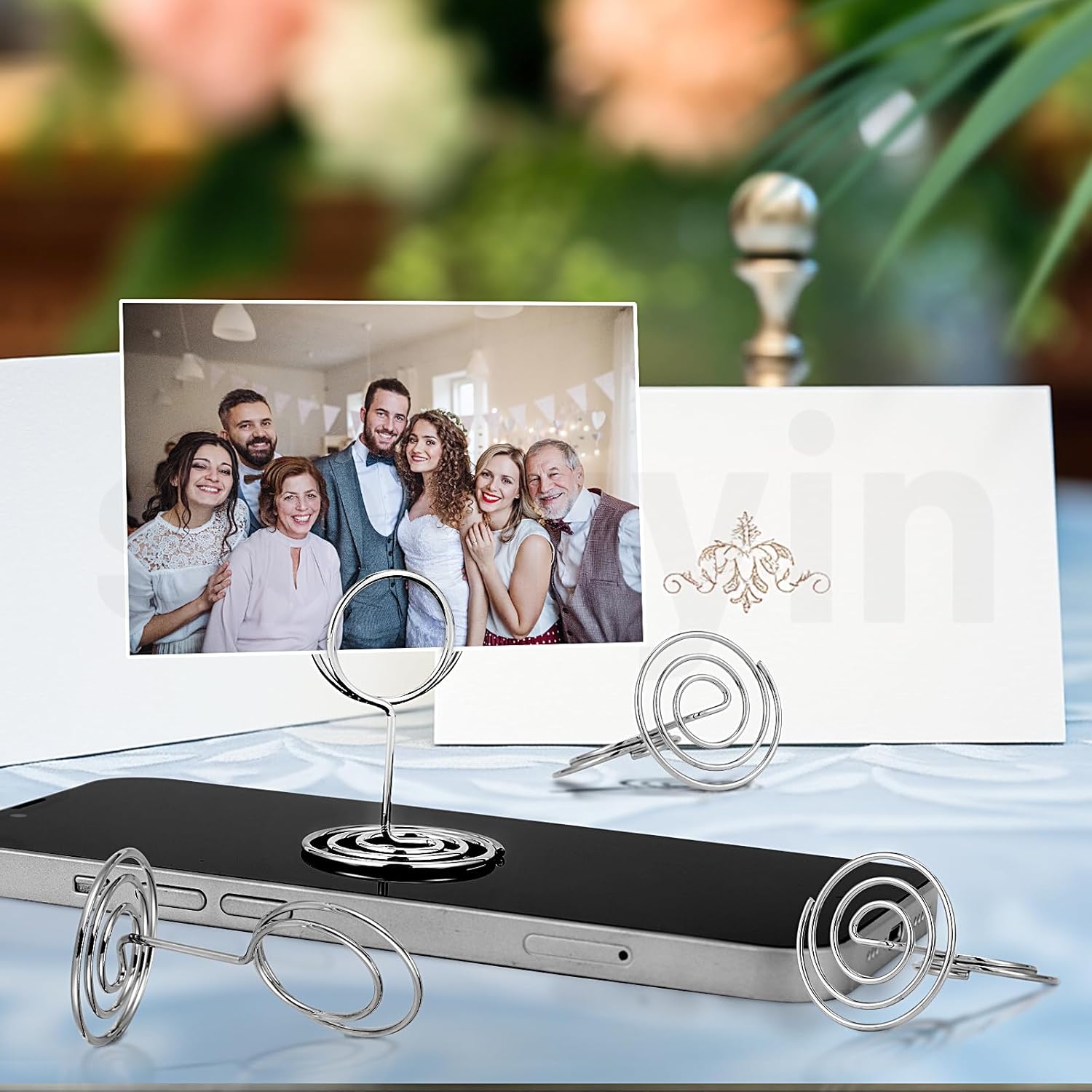 30PCS Table Number Holders Place Card Holder - Photo Holders for Tables, Cards Stand Name Menu Clips, Table Sign Holders for Wedding Anniversary Birthday Party, Silver