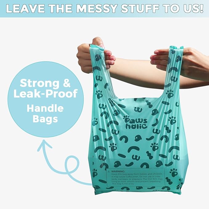 Cat Litter Bags and Dog Poop Bags with Handle, 180 Counts, Cornstarch Based Extra-Thick&100% Leak Proof,Pet Waste Bag for Kitty and Doggie (Lavender Scented)-PawvioPets