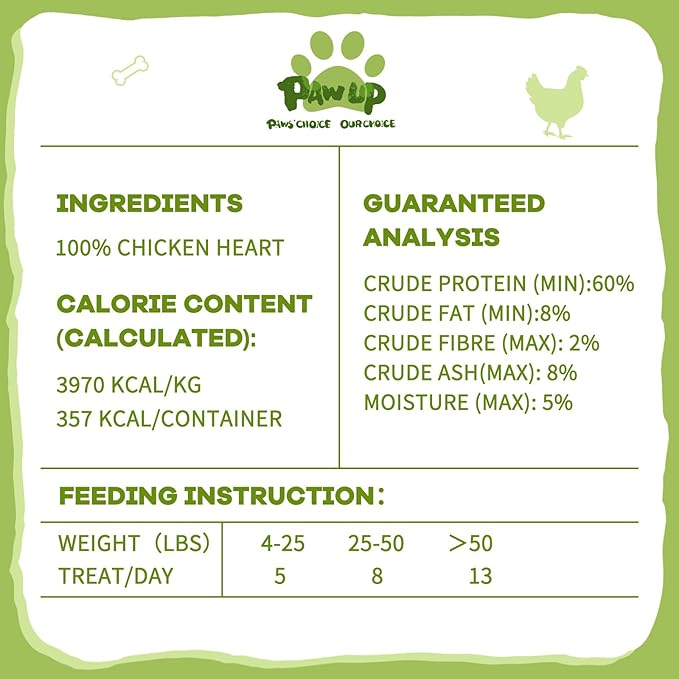 Freeze Dried Chicken Heart Pet Treats, High Protein Freeze-Dried Pet Food for Dogs, Cats, Fresh Ingredient, 3.2 oz, Rawhide Free, Gluten&Grain Free-PawvioPets