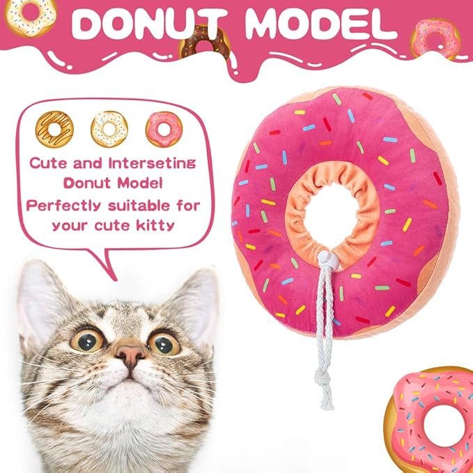 BINGPET Cute Donut Recovery Collar for Cats and Puppies, Soft Adjustable Protective Pet E Collar Neck Cone After Surgery, Fit for Kitties, Small Dogs-PawvioPets