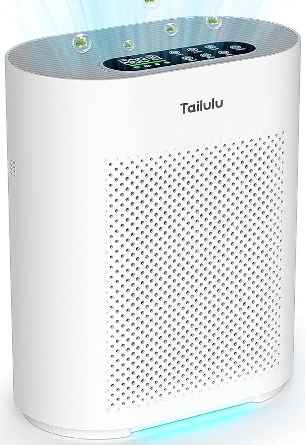 Air Purifiers for Home Large Room up to 2200ft², PM2.5 Air Quality Sensor Smart Mode, 20dB Sleep Mode & Night Light, H14 HEPA Filter Air Purifiers for Bedroom, Pets, Dust, Pollen, Tailulu HQKJ-180-PawvioPets