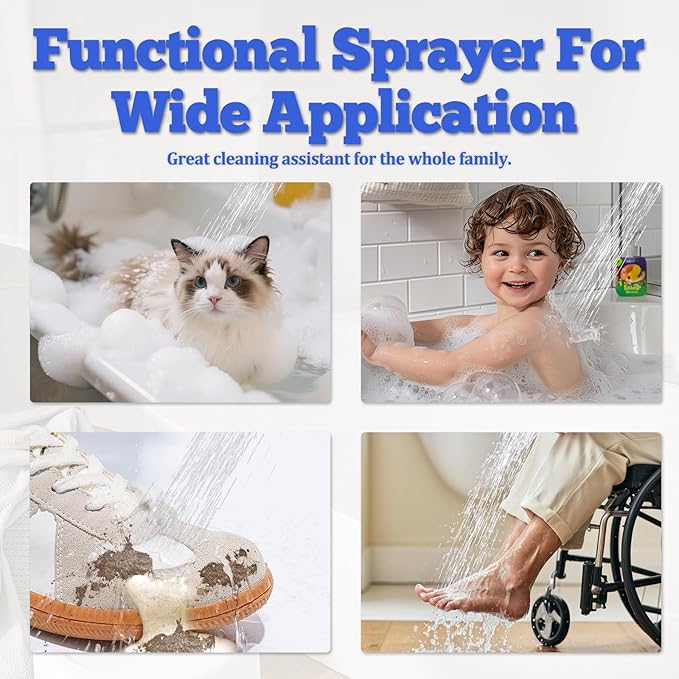 Dog Shower Attachment Metal, YDmeet Pet Shower Attachment for Fast and Clean Pet Bathing and Dog Washing, Brass Shower diverter, Adjustable Pet Shower Sprayer, 8 ft Hose and Shower Holder, Brushed-PawvioPets