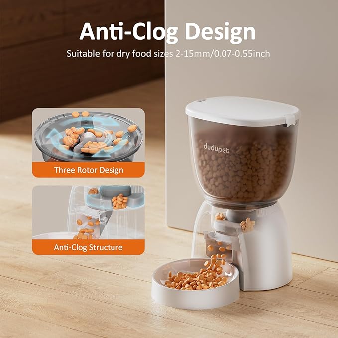 5L/21 Cup Automatic Cat Feeder, Timed Cat Dry Food Dispenser, Automatic Pet Feeders Dual Power Supply, 6 Meal Programmable 1-20 Portion Cats Feeder, Auto Dog Feeders,Pet Food Dispenser for Cats, Puppy-PawvioPets