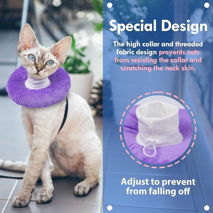 Cat Cone Collar Soft, Adjustable & Lightweight Kitten Elizabethan e Collar to Stop Licking After Surgery, Ideal for Wound Recovery, Durable & Machine Washable, Purple Small-PawvioPets