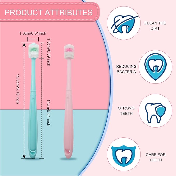 BLMHTWO 2 Pieces Cat Toothbrush, Dog Toothbrush 360-Degree Dog Toothbrushs Small with Independent Transparent Packaging Box and PP Handle Silicone Toothbrushs for Small Dogs (Green and Pink)-PawvioPets