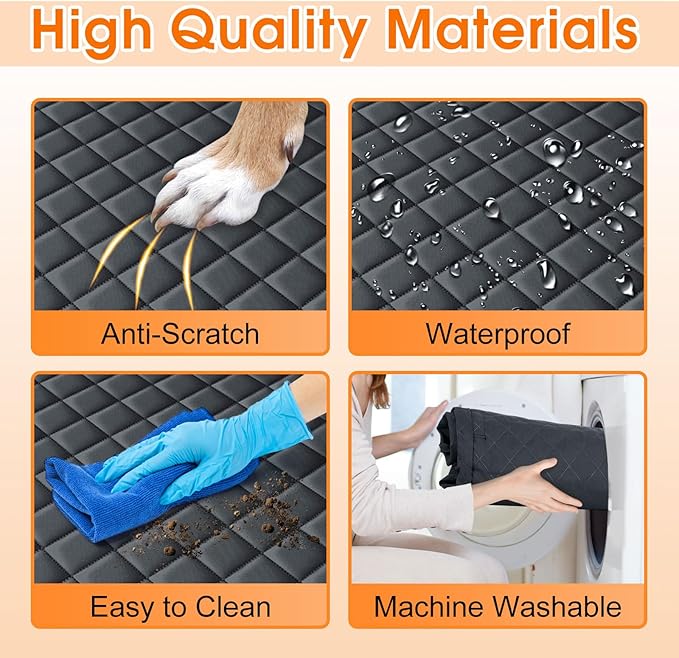 Dog Car Seat Cover, Durable Waterproof Scratch Proof Nonslip Dog Hammock, Back Seat Covers with Pocket for Cars SUVs and Trucks - S, Black/Orange-PawvioPets