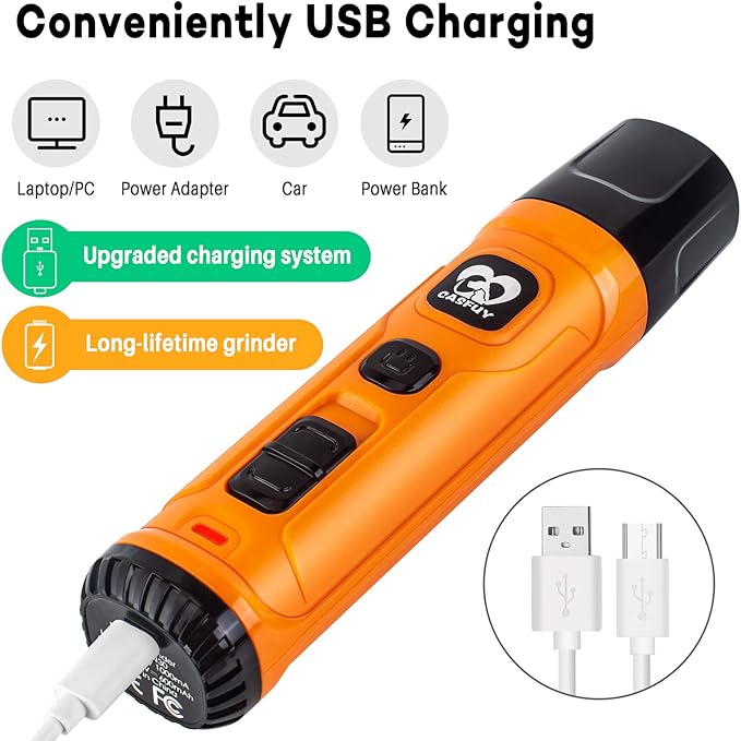Casfuy Dog Nail Grinder with 2 LED Light - New Version 2-Speed Powerful Electric Pet Nail Trimmer Professional Quiet Painless Paws Grooming & Smoothing for Small Medium Large Dogs and Cats (Orange)-PawvioPets