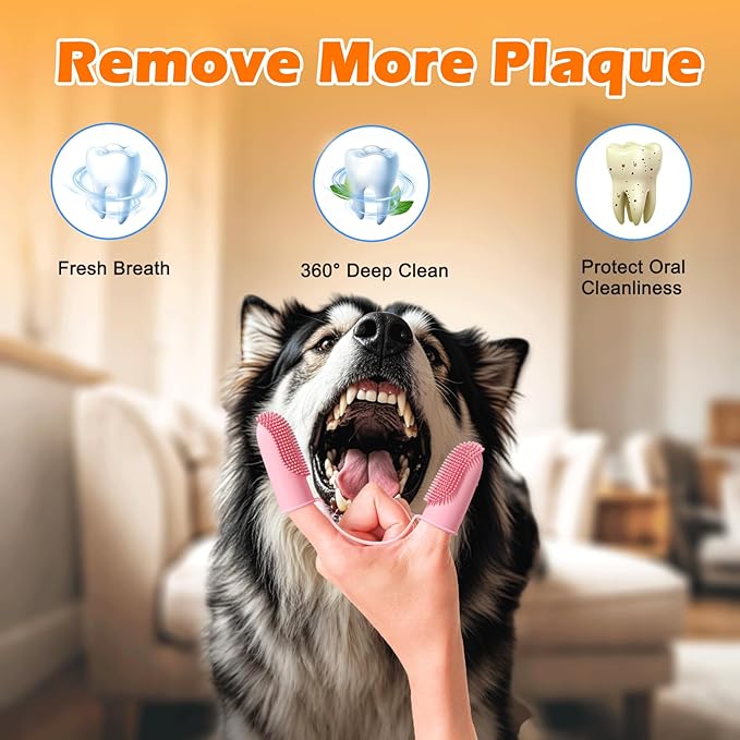 Dog Toothbrush, Dogs Tooth Brushing Kit, Cat Tooth Brush for Small to Large Dogs & Puppies, 2Pack Double Finger Toothbrush for Dog Teeth 360 Cleaning & Dental Care-PawvioPets