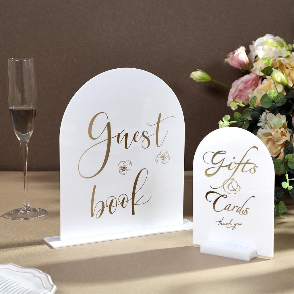 UNIQOOO 20 Pcs Acrylic 5x7 White Arch Table Sign for Wedding, 1/8 in Thick, DIY Blank Arch Sign Sheet Perfect for Decoration, Party,Anniversary, Event, Base NOT Included