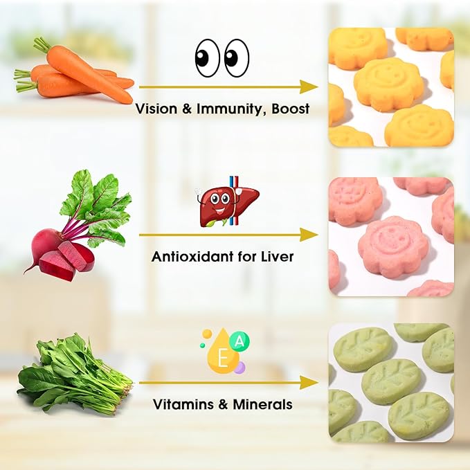 Abizoo 3 Vegetable Chews Treats: Grain Free Natural Snacks with Beet, Carrot, Spinach for Hamsters, Rabbits, Guinea Pigs & Gerbils Crunchy for Digestive Support & Dental Health 1.76oz/50g-PawvioPets