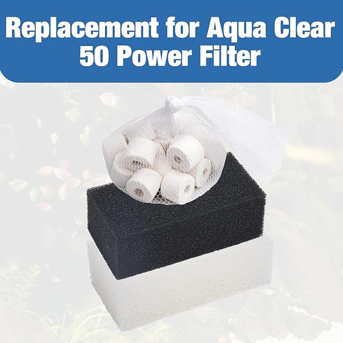 4 Sets of Three-Stage Filtration Maintenance Kit for Fish Tank Filters Replacement for Aquaclear 50 Power Filter Fish Tank Filter for 20- to 50-Gallon Aquariums-PawvioPets