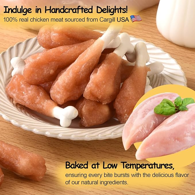 ASMPET Dog Treats Chews Rawhide Free Real Chicken Calcium Bone Snacks, Teeth Clean Breath Fresh Dog Training Treats-PawvioPets