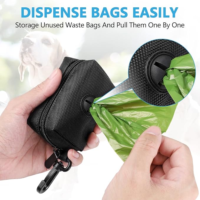 Dog Waste Bag Dispenser Pet Poop Bags Holder for Doggie Waste Bags Dispensers Soft Fabric Zipper Small Doggy Puppy Pouch for Leash Accessory Attachment with Carrier,2PCS Purple&Black-PawvioPets