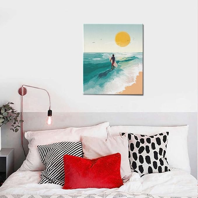 Beach Starfish Wall Decor Ocean Starfish Wall Art Sunset Scenery Coastal Theme Pictures Canvas Nature Seascape Painting Print Framed Artwork Decorations for Home Bathroom Living Room Bedroom Office 24"x20"-PawvioPets