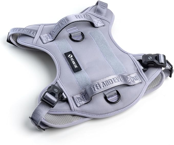 2025 New Edition, Fei & Eve MagEase Dog Harness - 3-Second Magnetic Buckles | 3-Point No-Pull Control | Heavy-Duty 900D Nylon | Dual Safety Handles | Breathable Mesh | Adjustable Fit | X-Large, Gray-PawvioPets