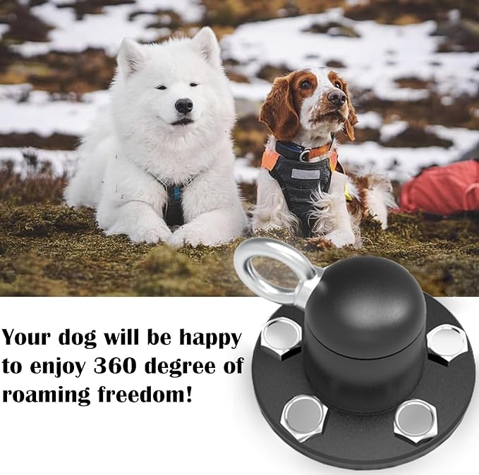 Dog Tie Out Stake Anchor, 360° Swivel Dog Tie Out Cable Runner for Yard Camping (Black)-PawvioPets
