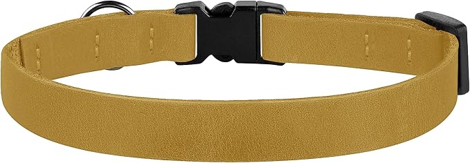 Breakaway Cat Collar Leather with Removable Bell - 13 Colors Available - Soft Adjustable Girl Boy Safety Lightweight Pet Kitten Collars Pink Brown Blue Green Red Orange Black (Mustard)-PawvioPets