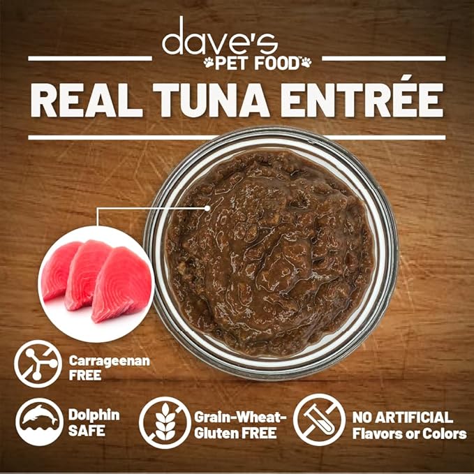 Dave's Pet Food Grain Free Wet Cat Food (Tuna Entree in Gravy), Naturally Healthy Canned, Added Vitamins & Minerals, 5.5 oz Cans (24 Pack)-PawvioPets
